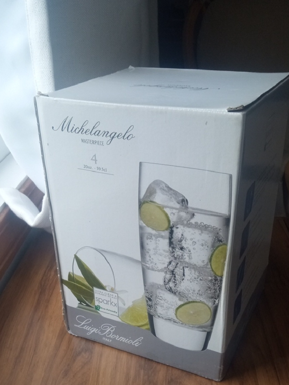 Michaelangelo Clear Highball Glasses with Lime Accents